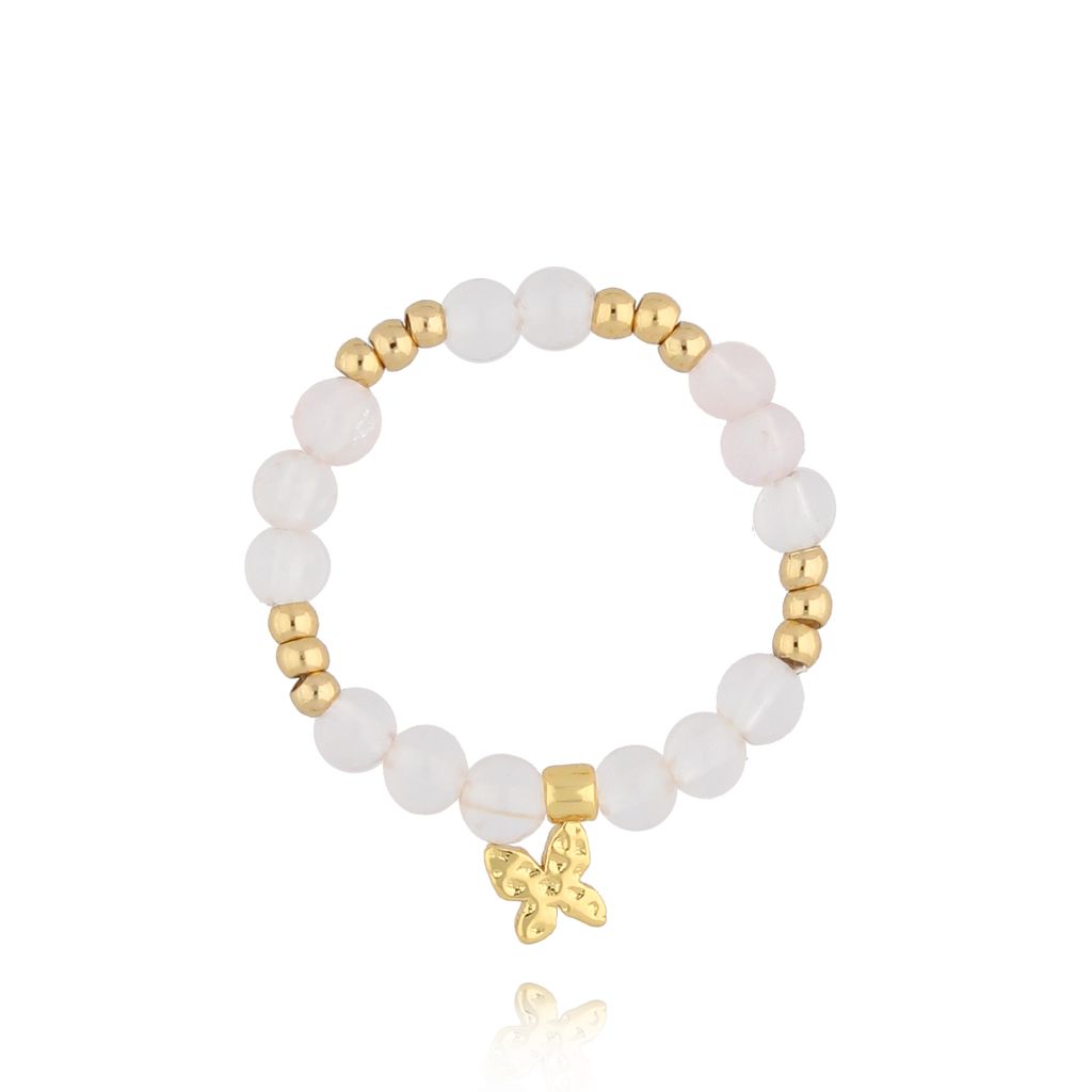 Pierścionek z jadeitami i motylkiem PSC0572 - By Dziubeka