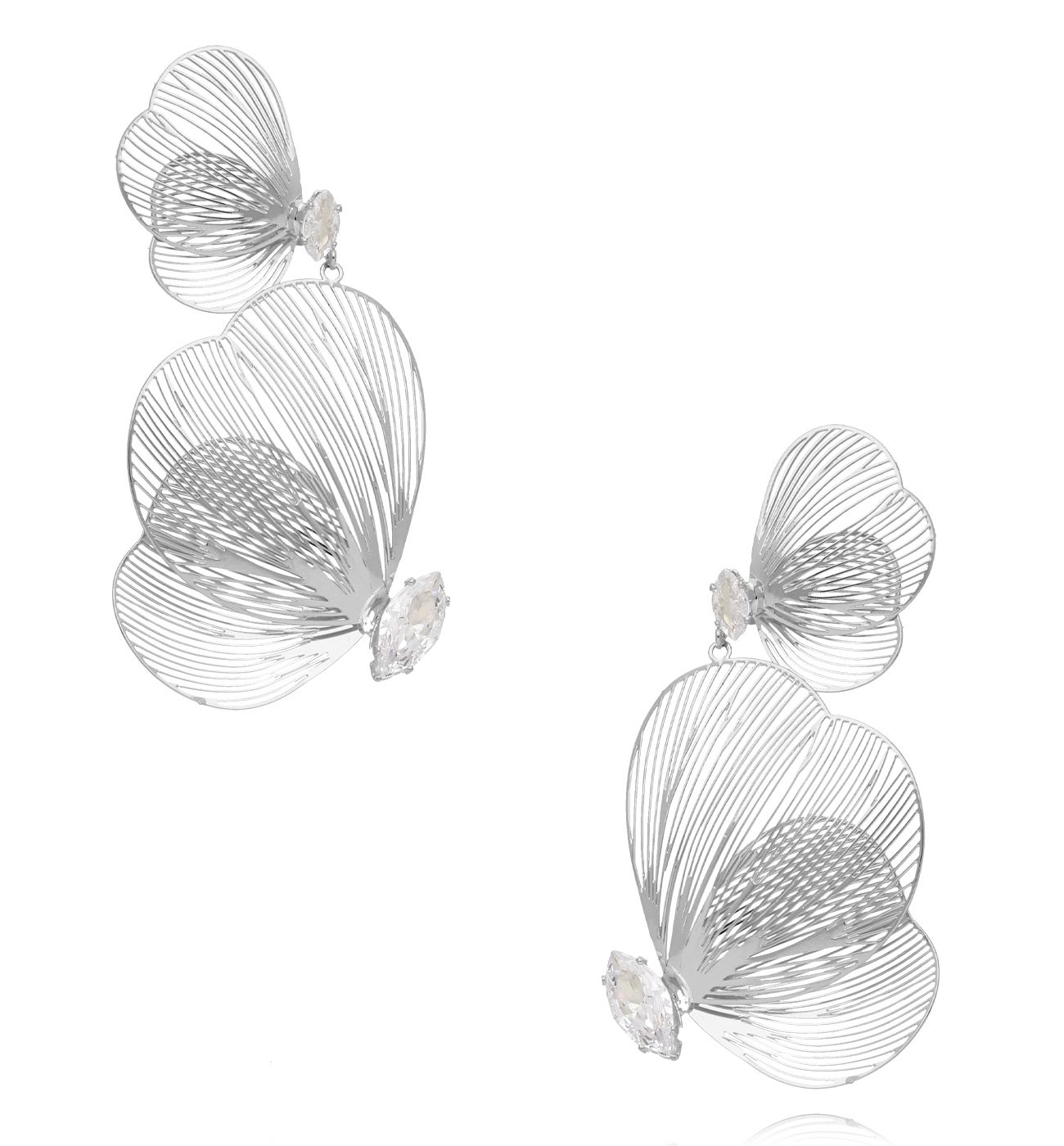 Kolczyki srebrne ażurowe w kształcie kwiatów KLU0083 - By Dziubeka