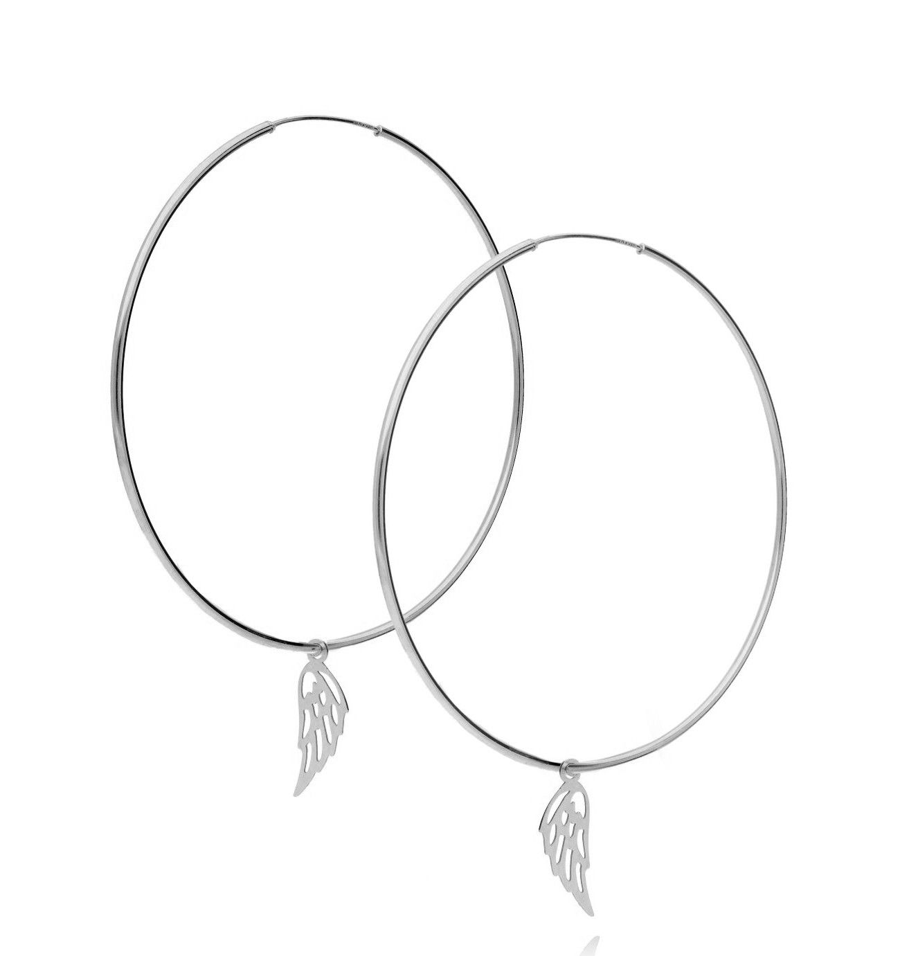 Kolczyki srebrne koła ze skrzydłami KSE0010