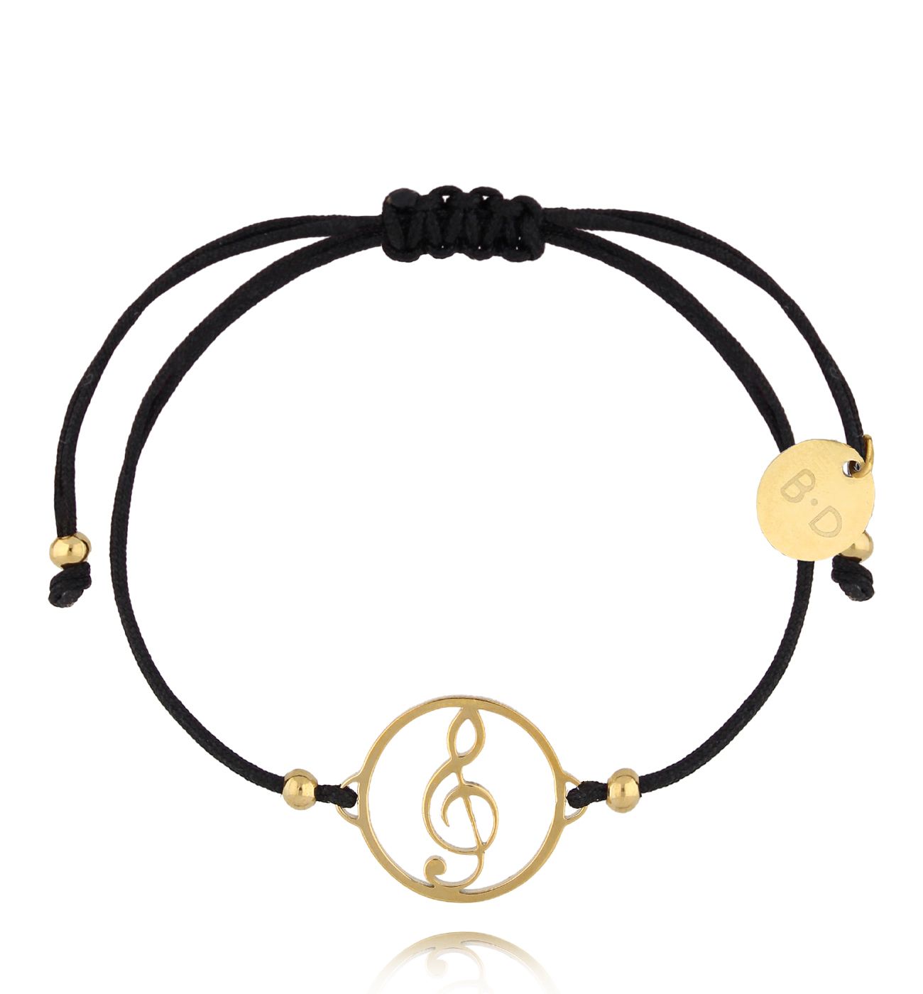 Bransoletka czarna ze złotą nutką Musicale BGL0886 - By Dziubeka