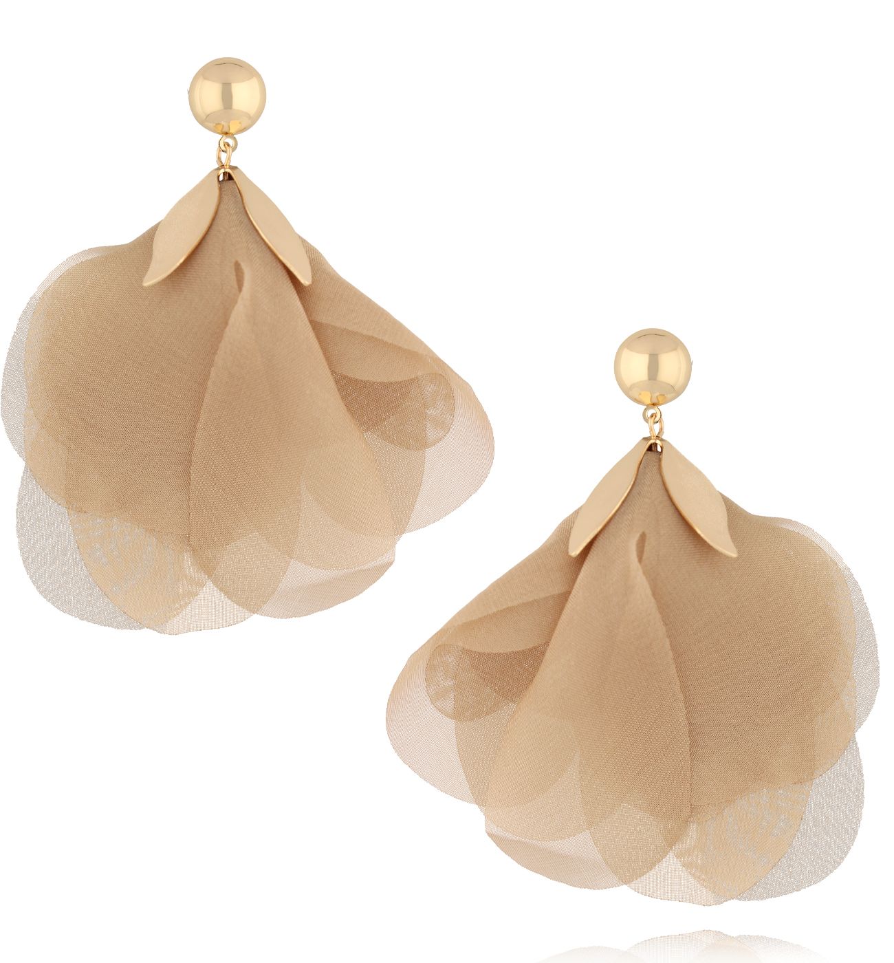 Kolczyki beżowe z tkaniną - By Dziubeka