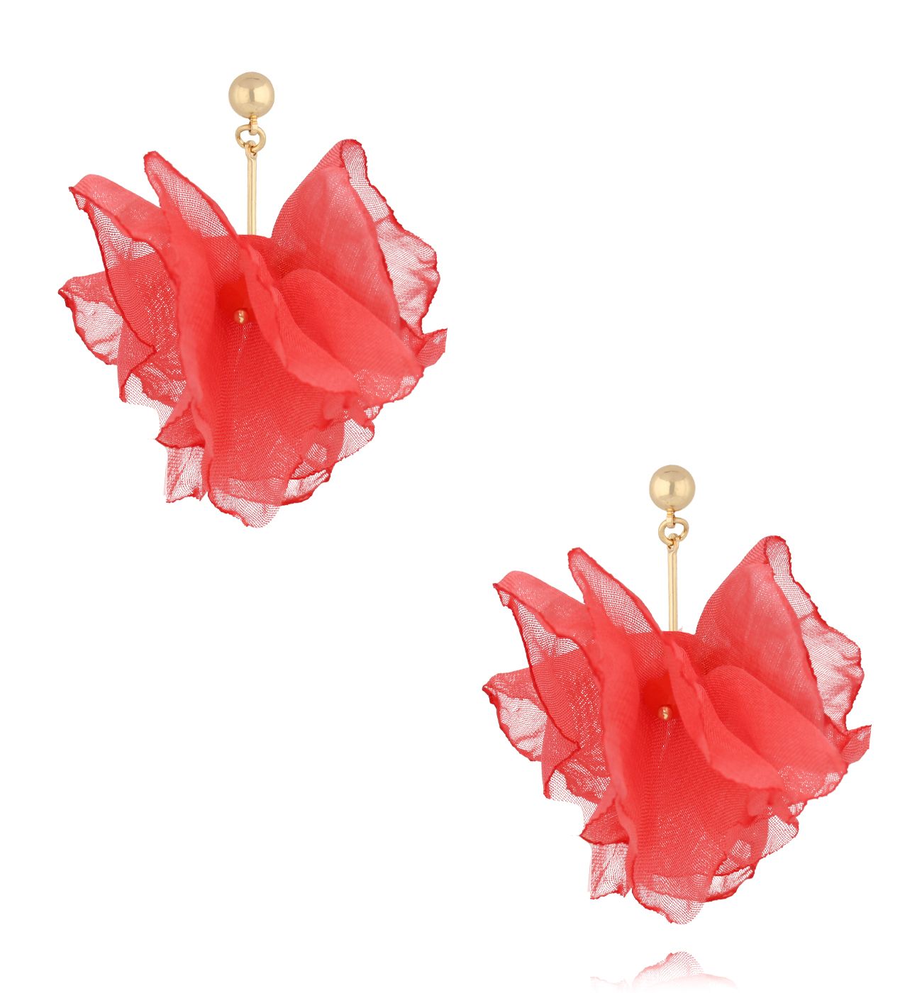 Kolczyki kwiatowe w malinowym kolorze - By Dziubeka