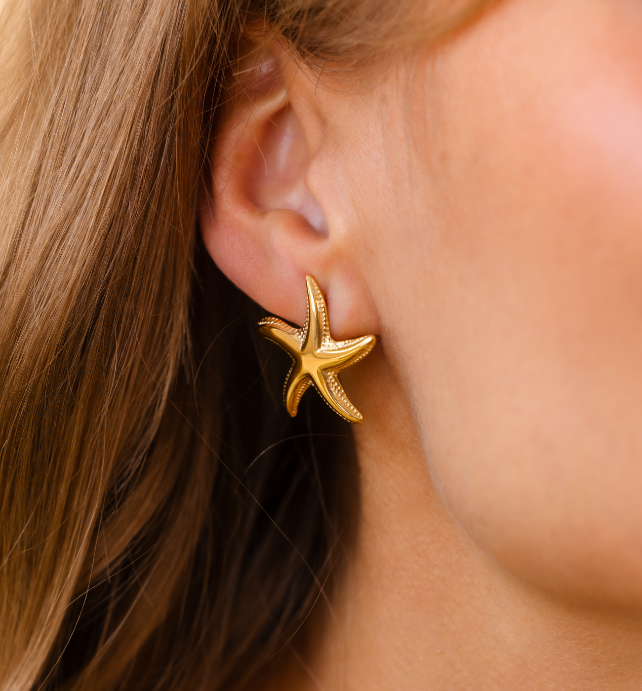 Kolczyki z rozgwiazdami złote KSY0517 - By Dziubeka