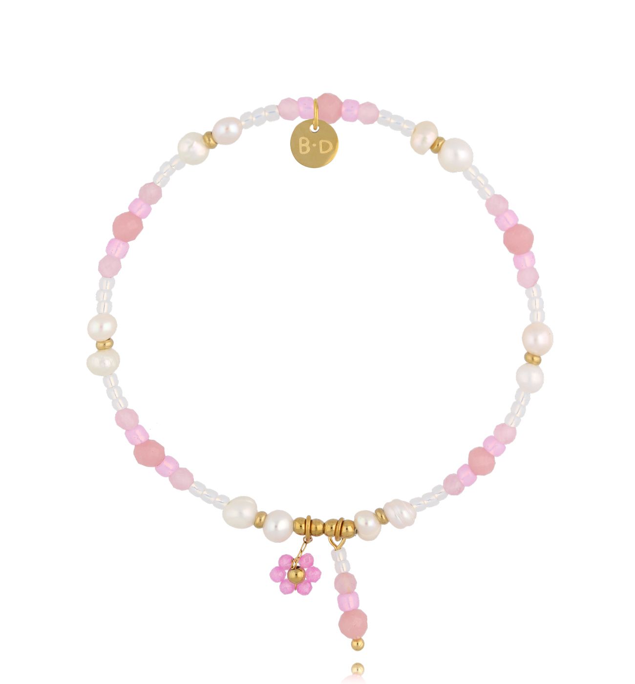 Bransoletka różowa z perełkami BTW3369