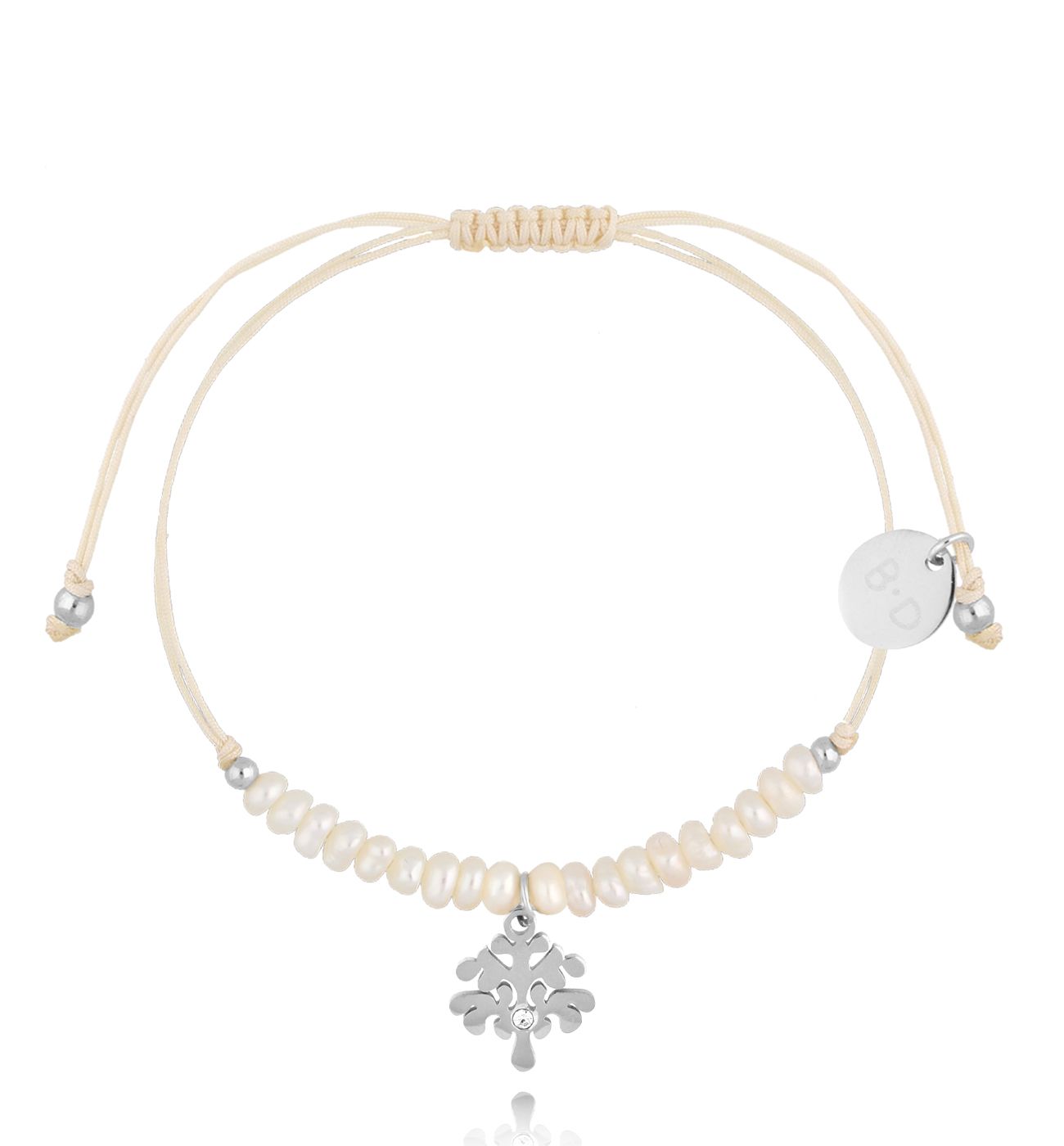 Bransoletka z perełkami i srebrnym drzewkiem Feliz BMT0062 - By Dziubeka
