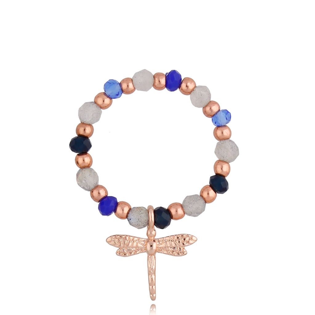 Pierścionek szaro granatowy z ważką Winter Sunset PSC0310 - By Dziubeka