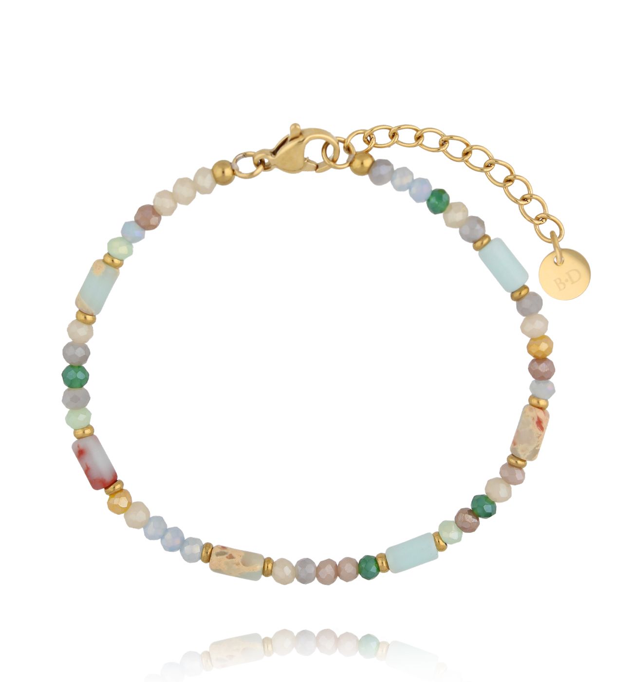 Bransoletka z fasetowanych kamieni w odcieniach ziemi i zieleni BSC2353