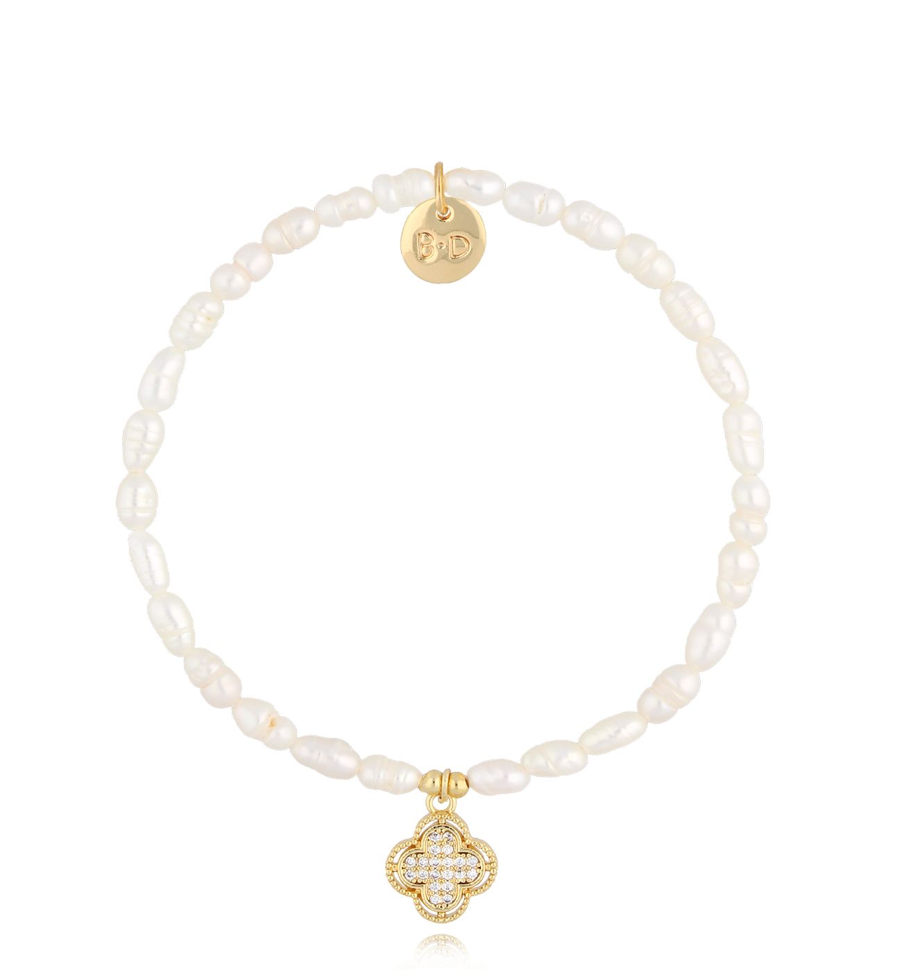 Bransoletka z perłami i koniczynką Insta BPE0081