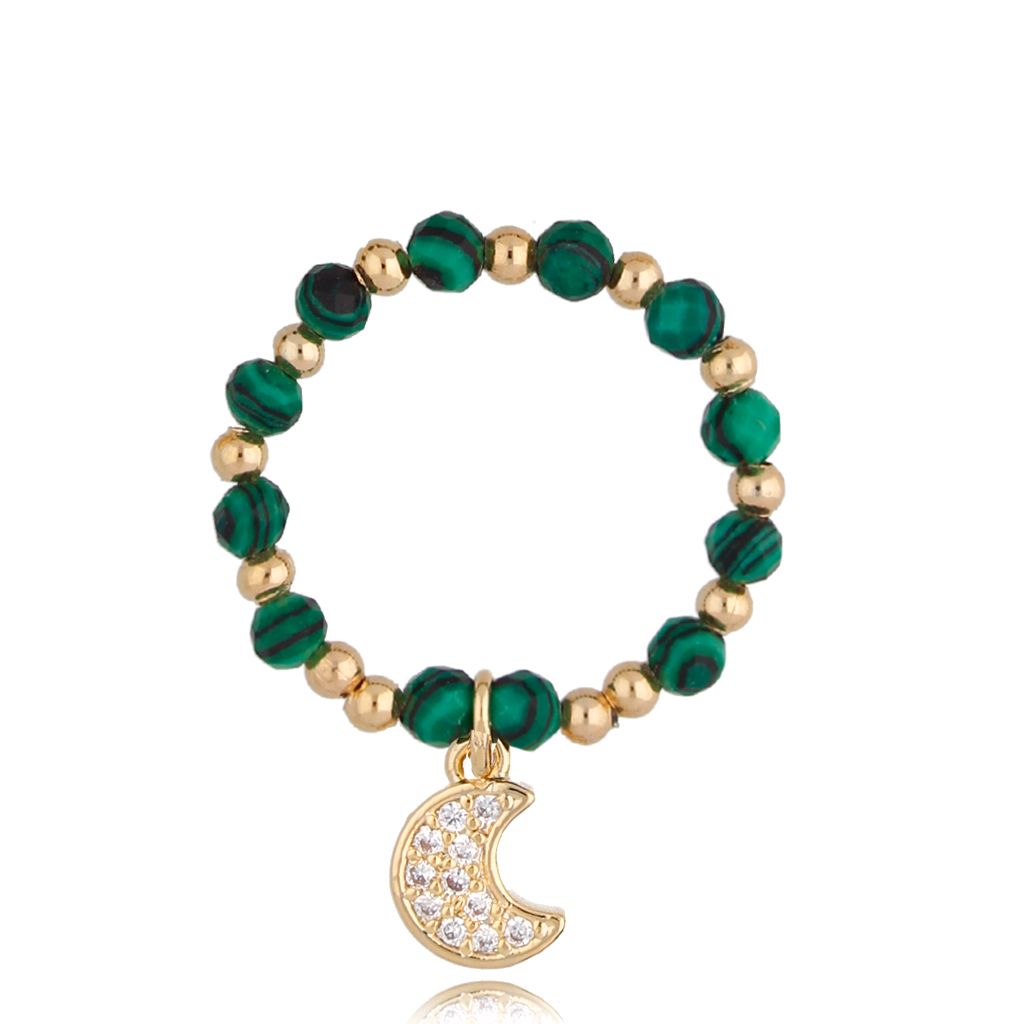 Pierścionek z malachitami i księżycem Garden PTW0342