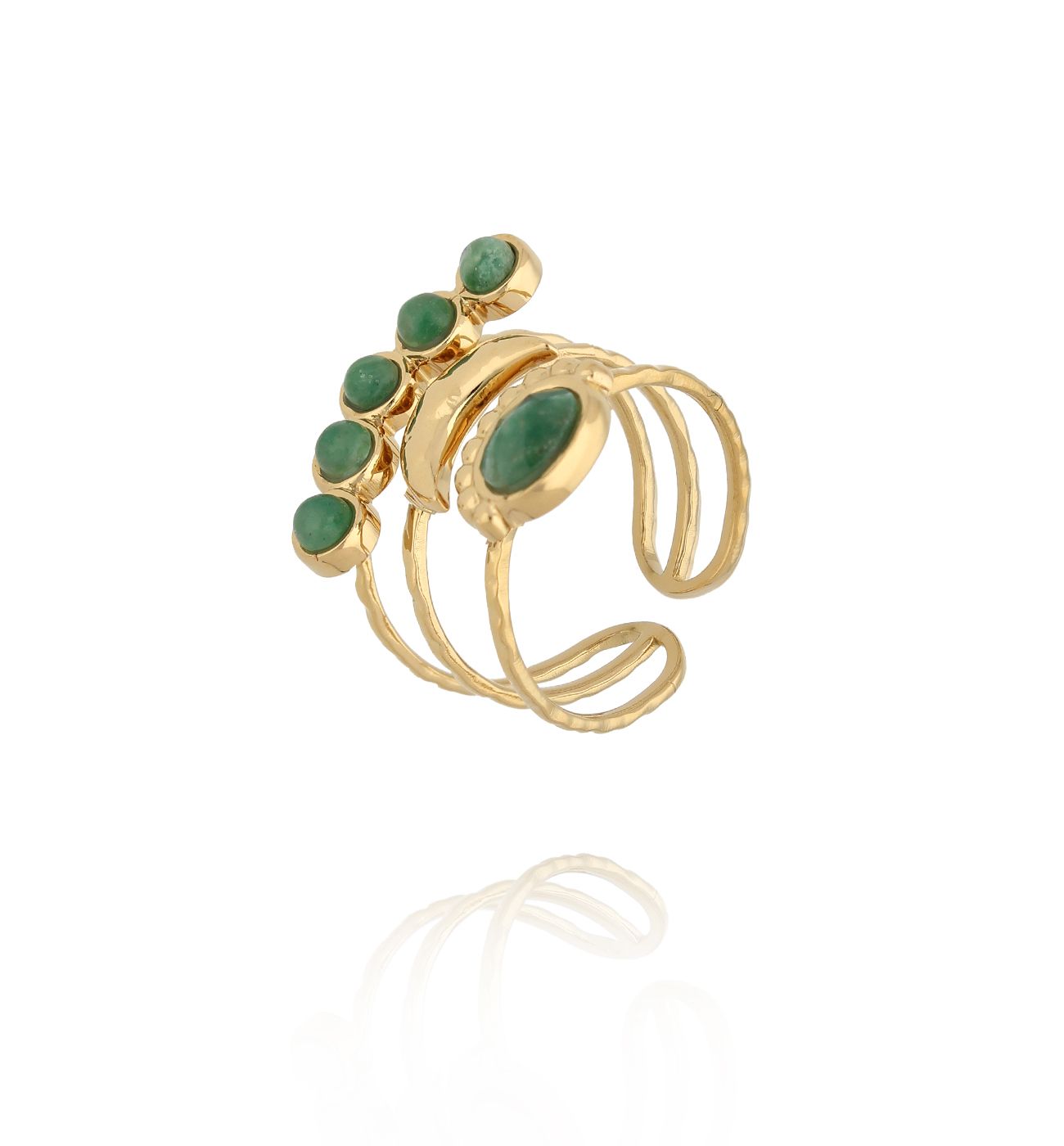 Pierścionek etniczny z jadeitem afrykańskim PEA0014 - By Dziubeka