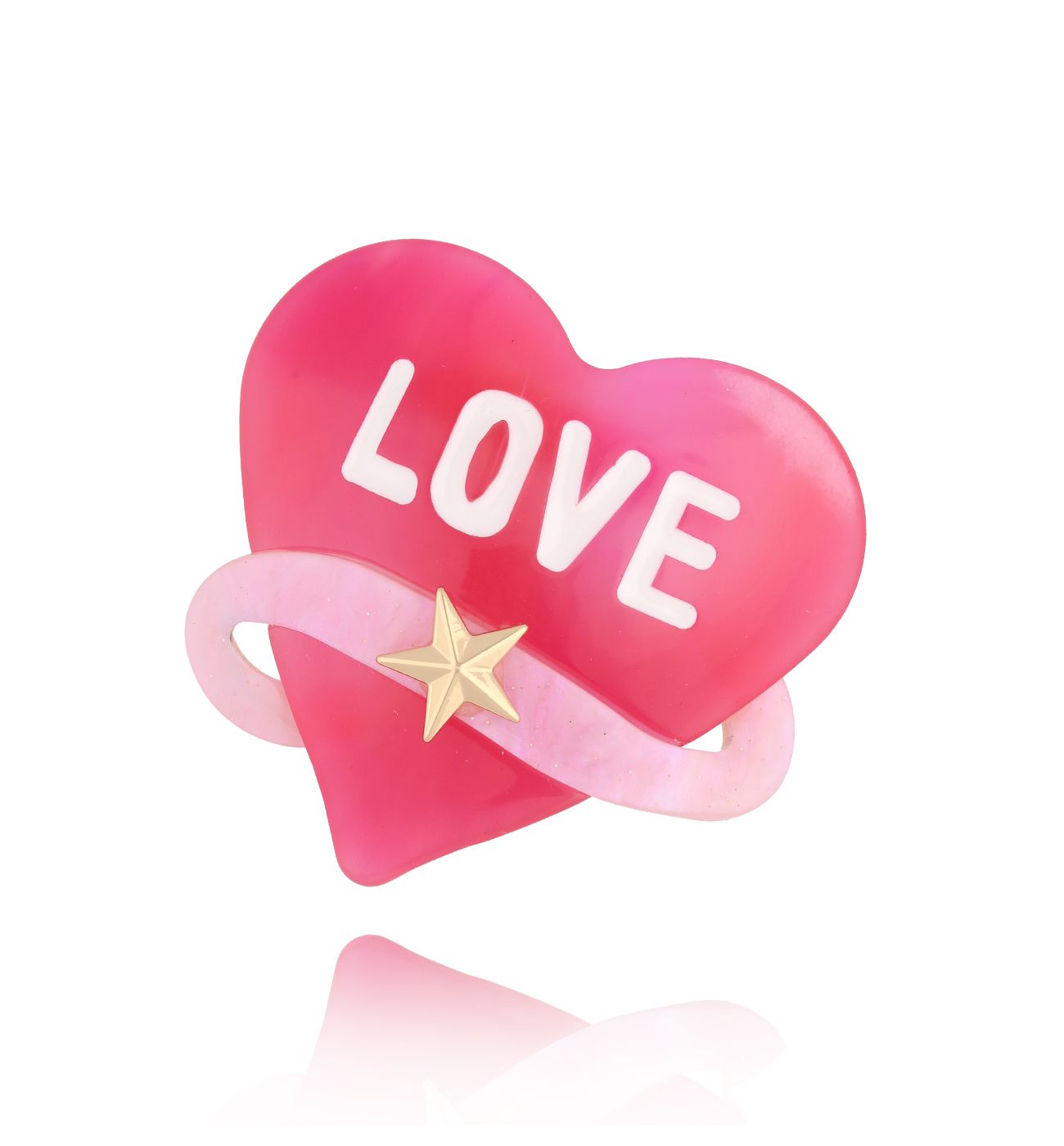 Broszka różowa z sercem Heart BRZA0054