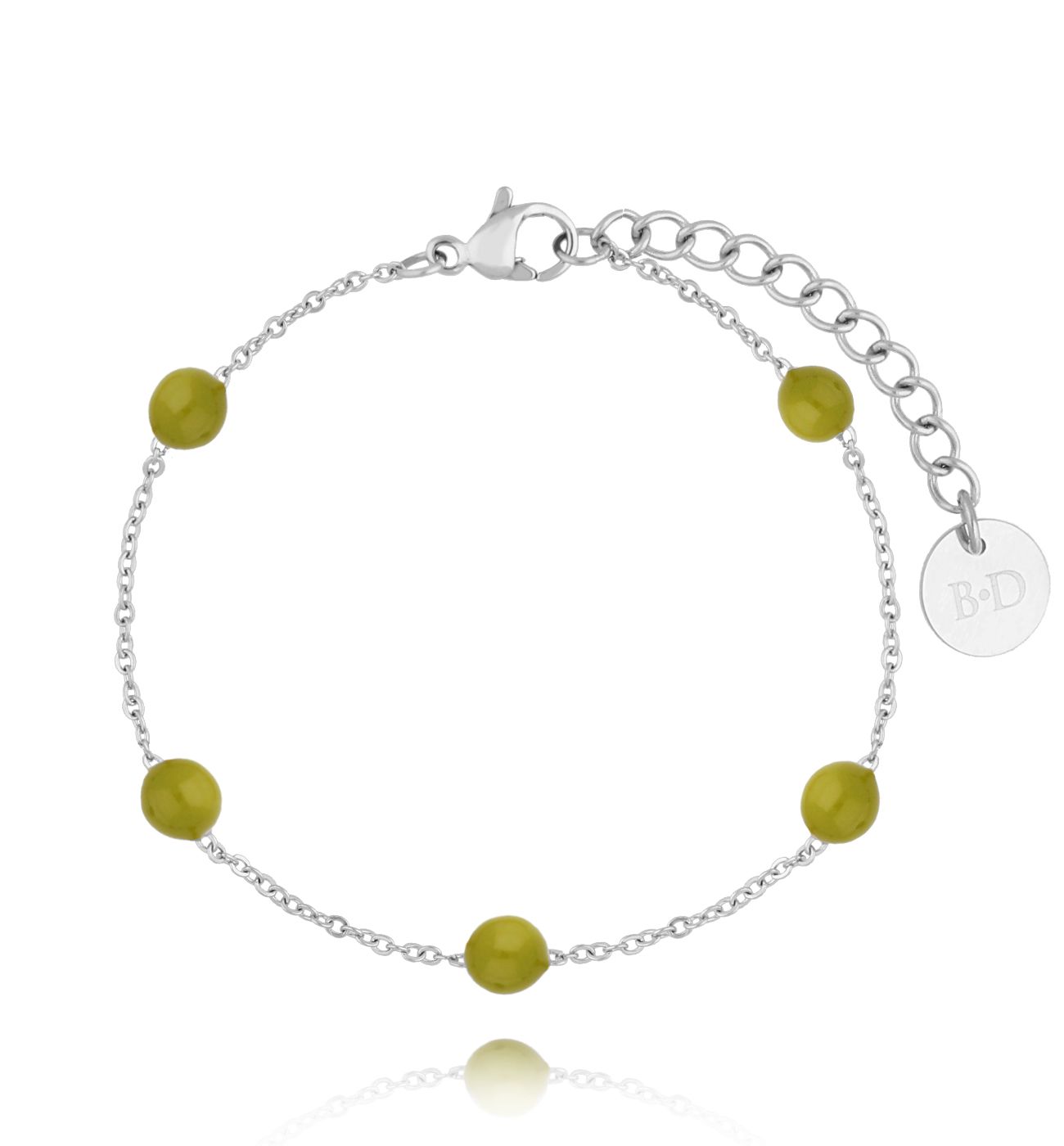 Bransoletka z kuleczkami z zieloną emalią Chillin BSA0590