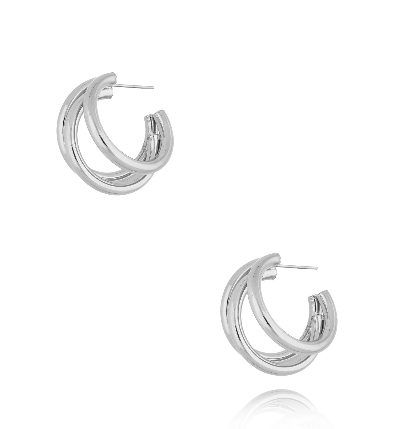 Kolczyki koła srebrne potrójne Roxie - By Dziubeka