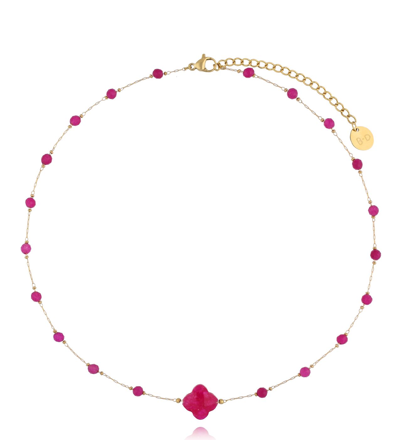 Naszyjnik z koniczynką i jadeitami - By Dziubeka