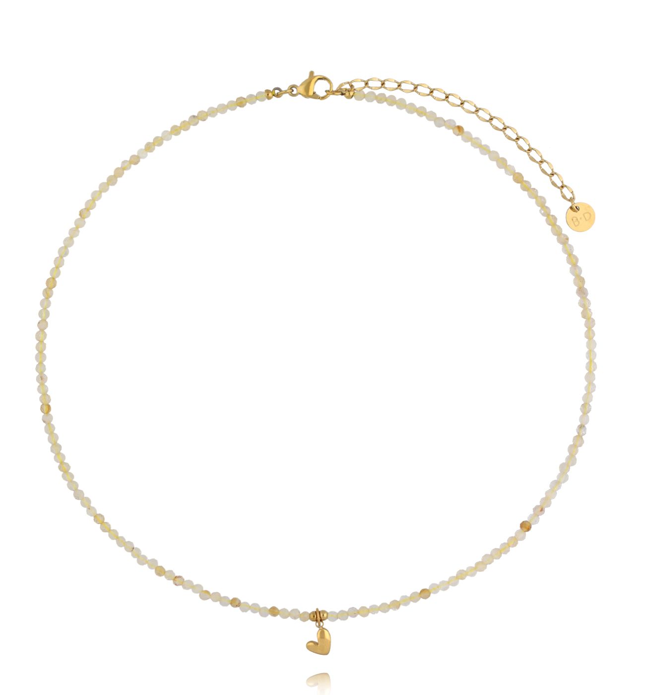 Naszyjnik z cytrynami i złotym serduszkiem NTW1556