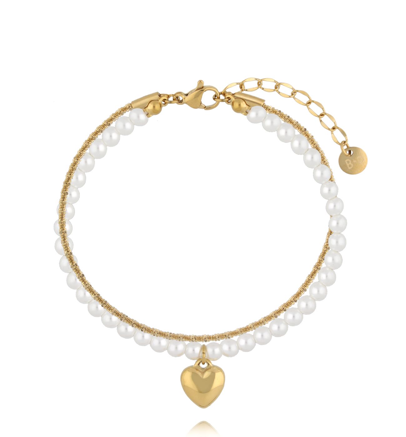 Bransoletka z perełkami i złotym sercem BSY0414