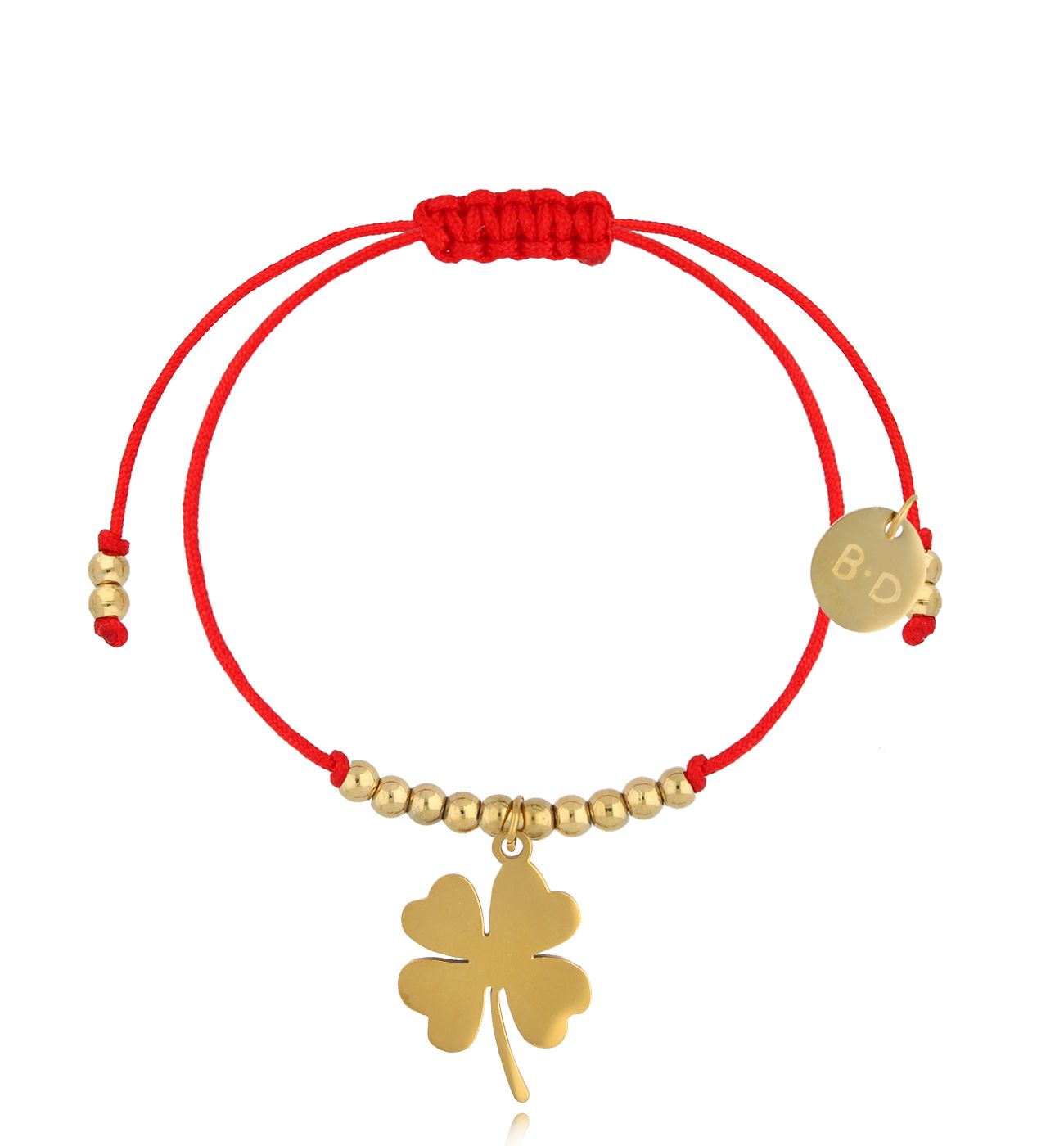 Bransoletka czerwona ze złotą koniczynką Bonheur BGL0912