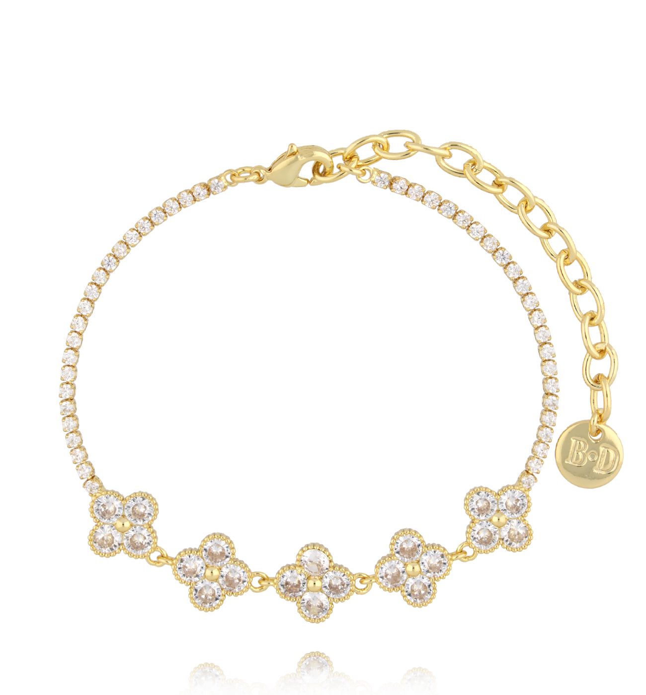 Bransoletka tennis z motywem koniczynki BSS0235 - By Dziubeka