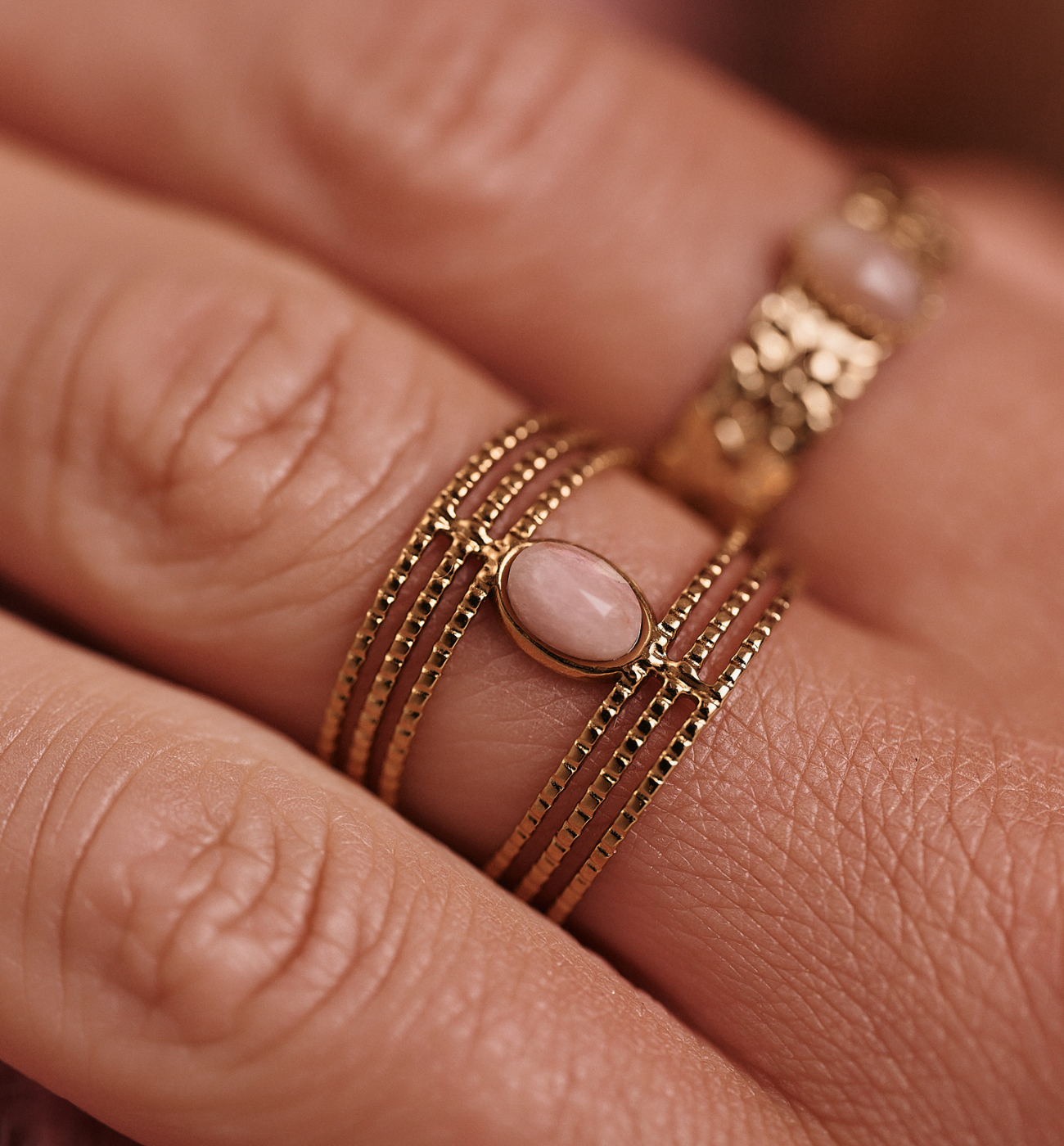 Pierścionek regulowany z rodonitem PEA0085 - By Dziubeka