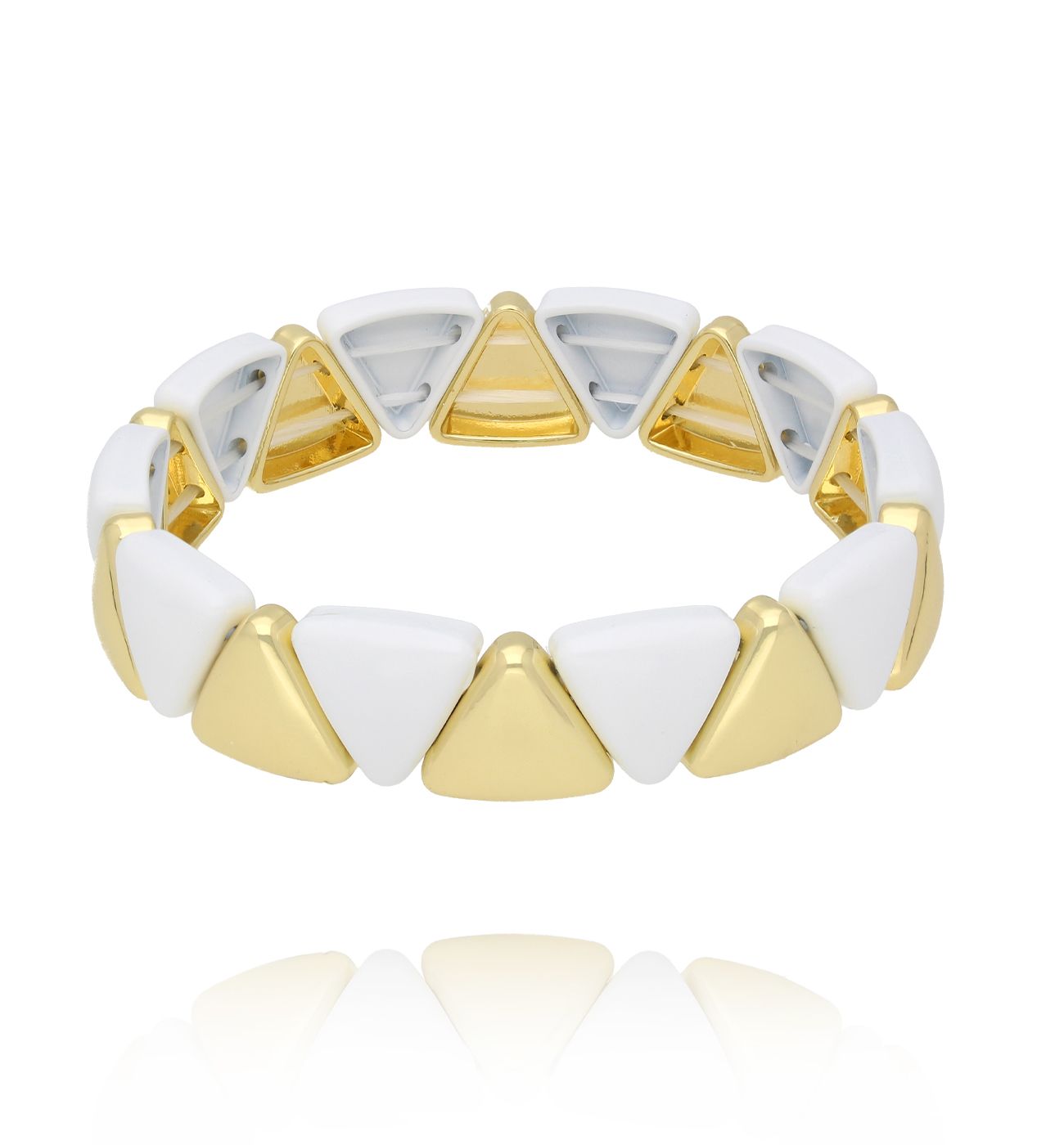 Bransoletka biało-złota z trójkątnych ogniw BCR0035 - By Dziubeka