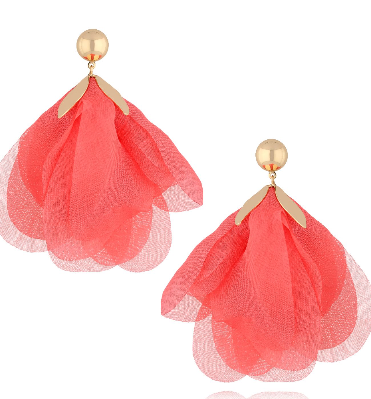 Kolczyki malinowe z tkaniną - By Dziubeka