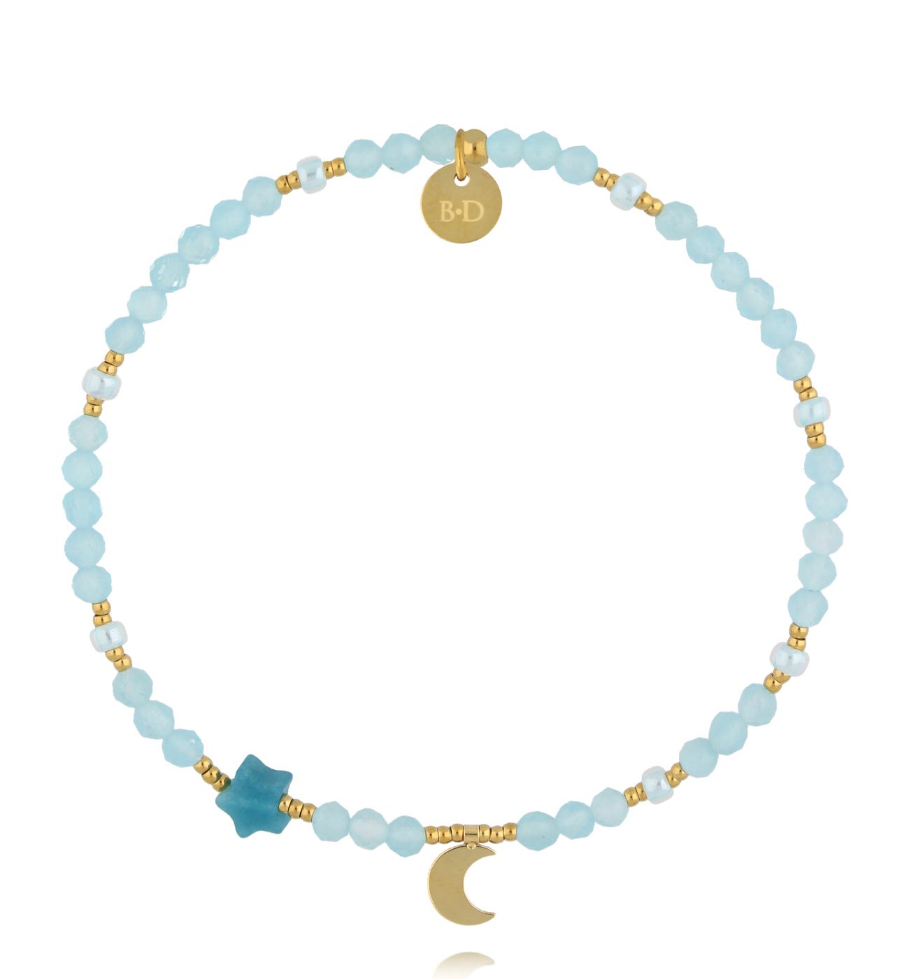 Bransoletka z błękitnymi kamieniami i księżycem - By Dziubeka