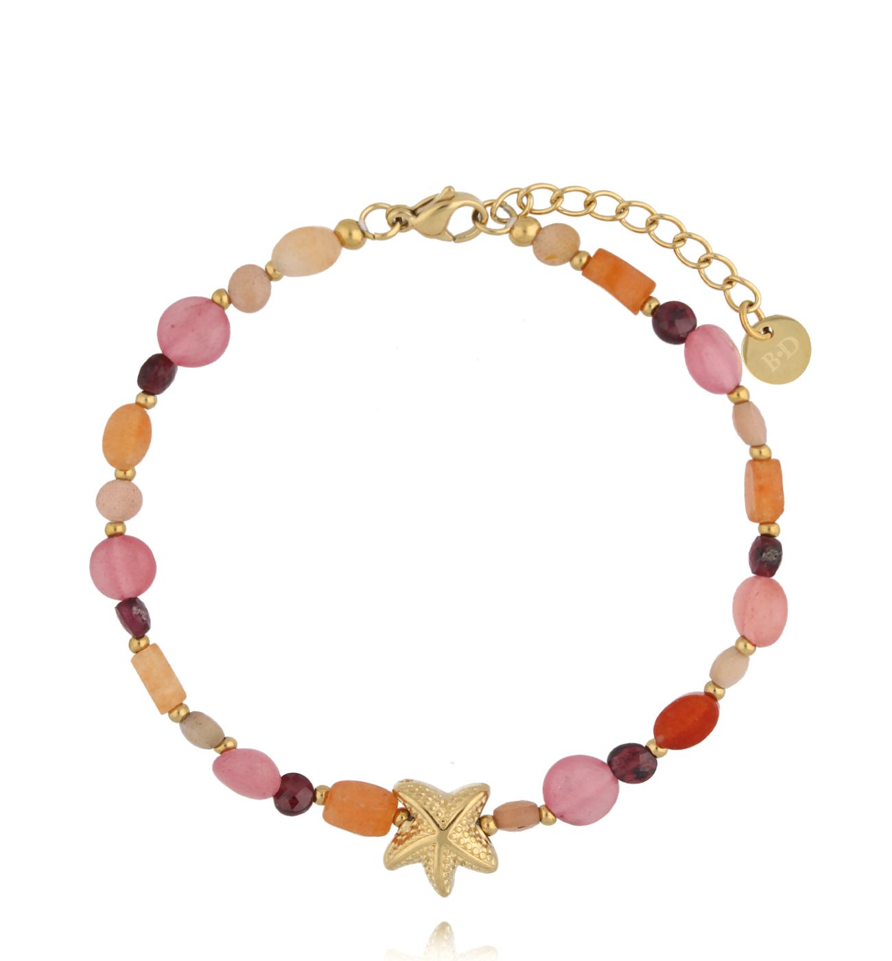 Bransoletka z kolorowych kamieni z zawieszką w kształcie rozgwiazdy BSC2298