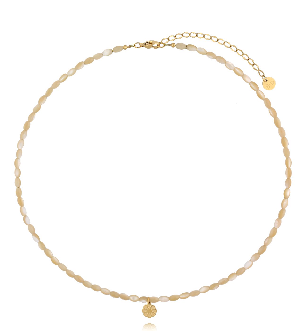 Naszyjnik beżowy z zawieszką kwiatek - By Dziubeka