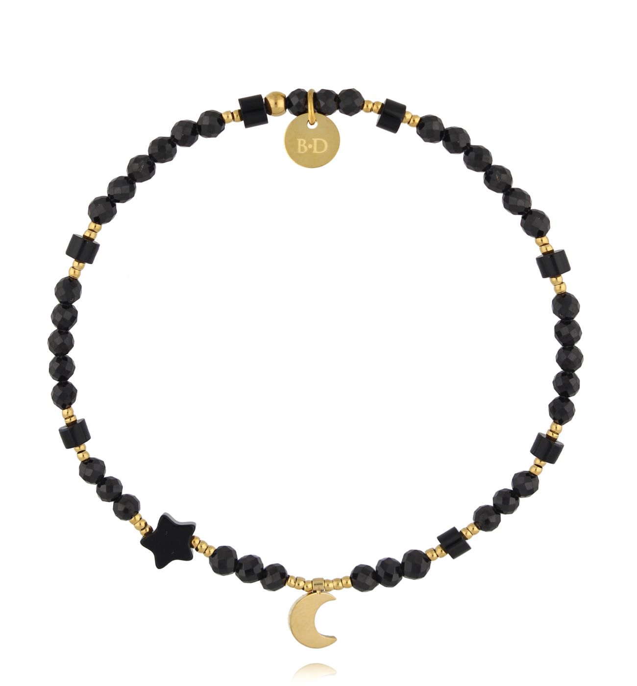 Bransoletka z czarnymi kamieniami i księżycem BSC2291