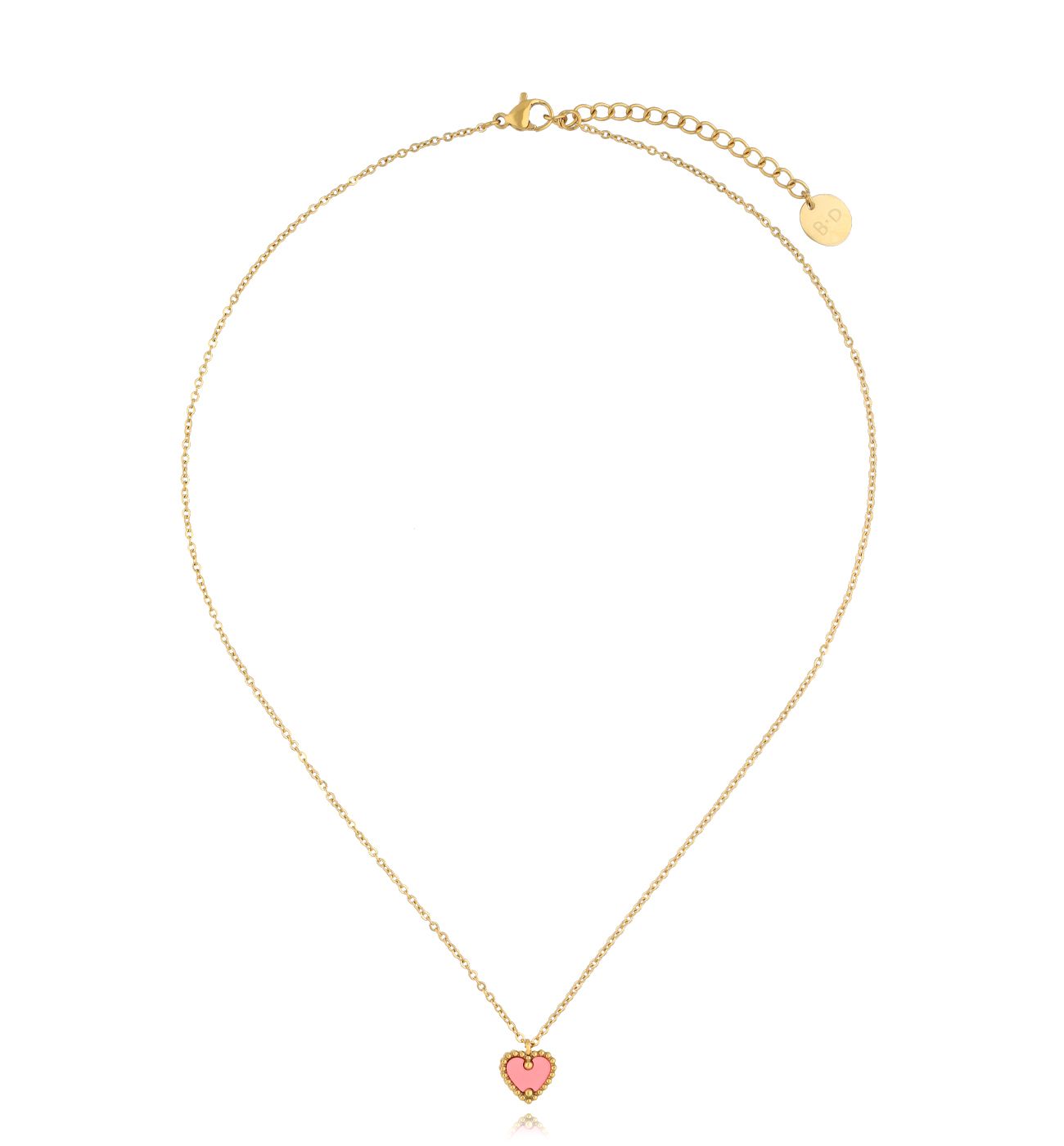 Naszyjnik z różowym sercem NSY0229 - By Dziubeka