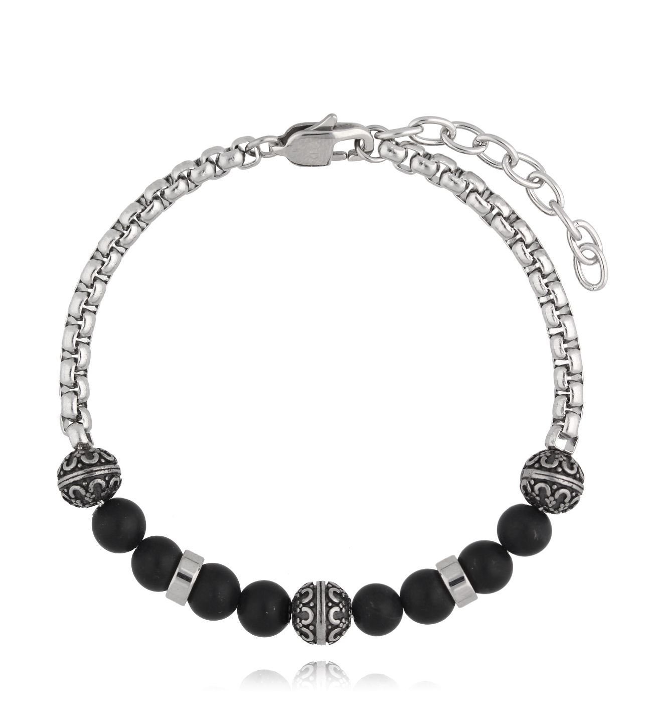 Bransoletka męska z agatami matowymi Hallvor BMITC0650