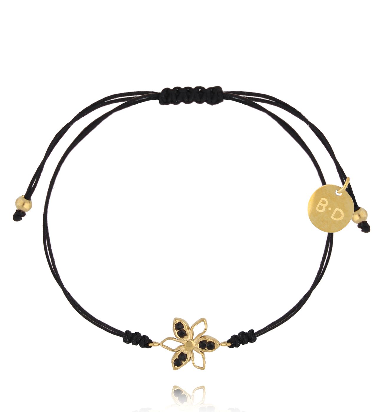Bransoletka z czarnym sznurkiem i kwiatuszkiem BGL1016