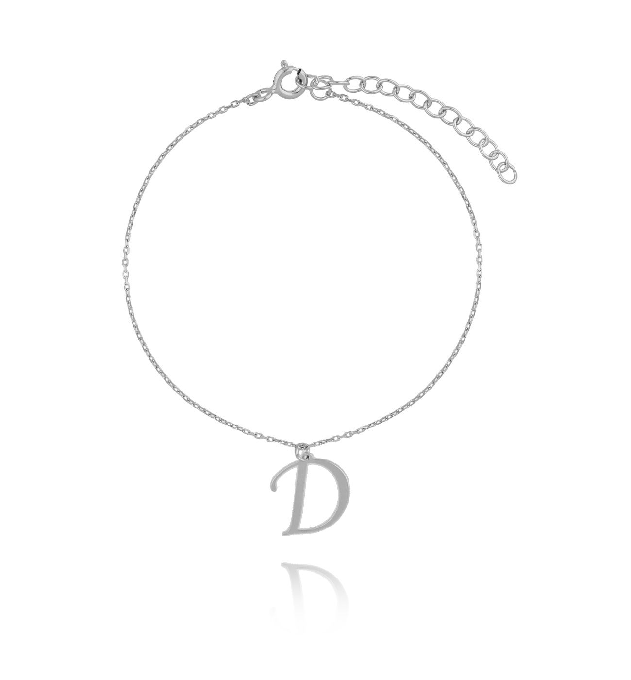Bransoletka srebrna z literką D BAT0080