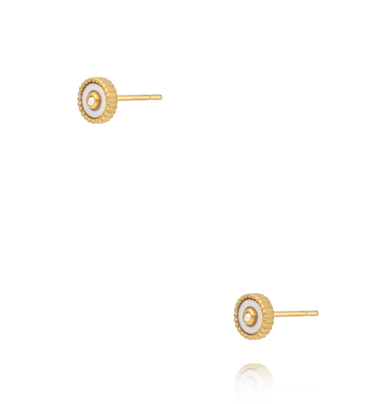 Kolczyki sztyfty złote z emalią i cyrkonią KSY0429 - By Dziubeka