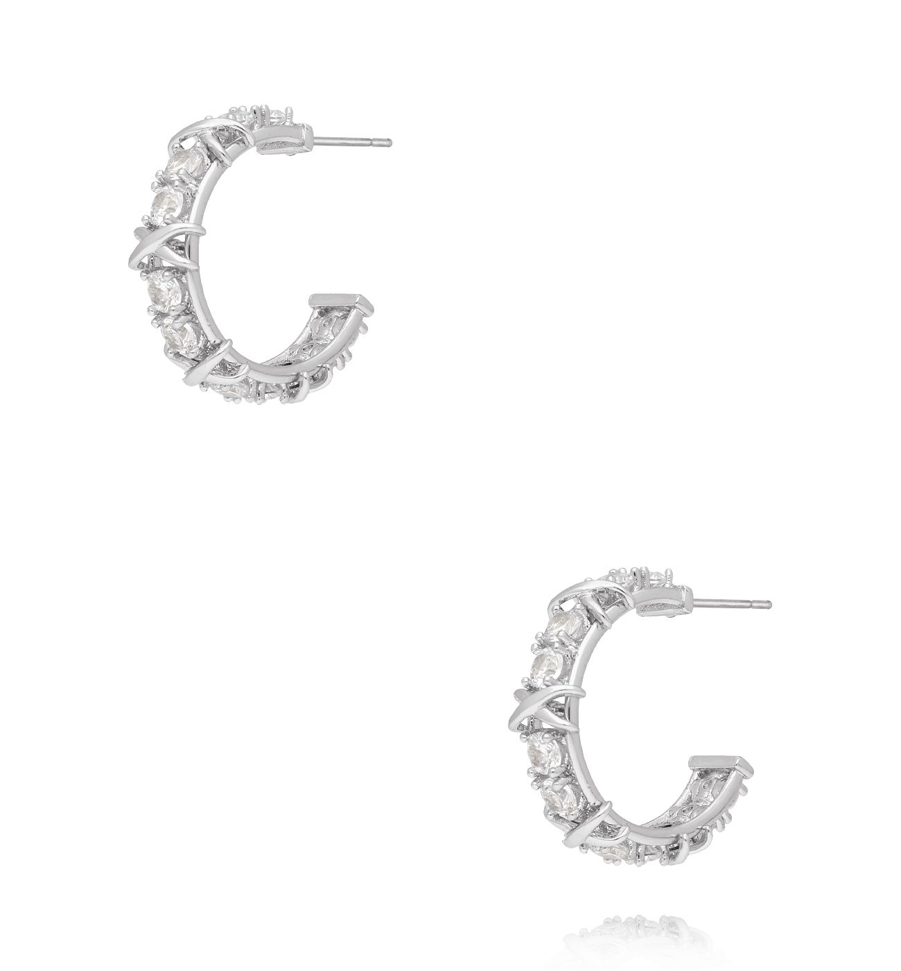 Kolczyki koła srebrne z cyrkoniami KSS2112