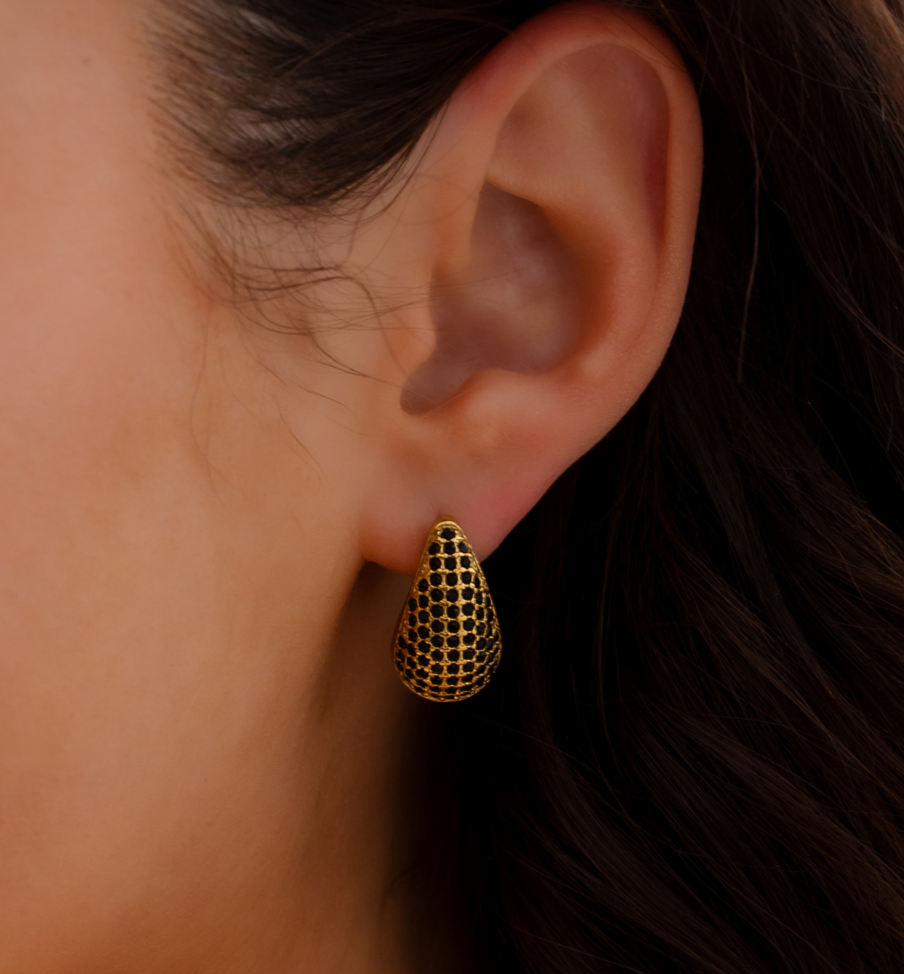 Kolczyki krople z cyrkoniami złote Crystal Raindrop - By Dziubeka