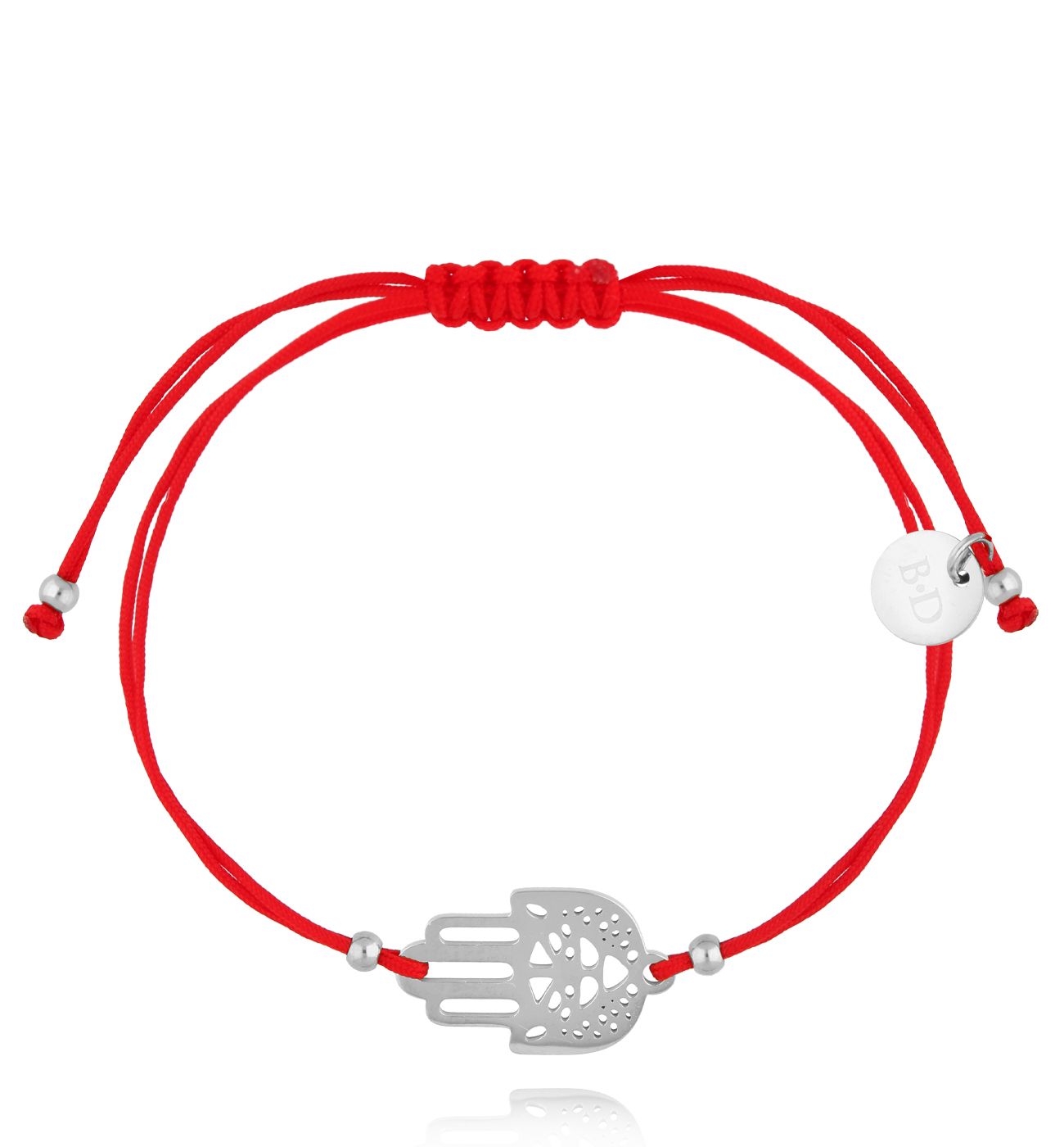 Bransoletka srebrna z czerwonym sznurkiem i ręką Fatimy Patte BGL0820