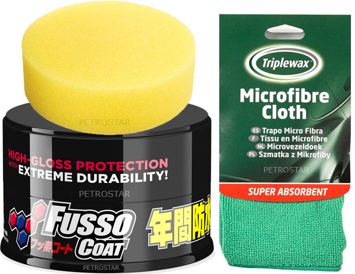 ZESTAW SOFT99 NEW FUSSO COAT 12 MONTHS DARK WAX Z MIKROFIBRĄ - Petrostar