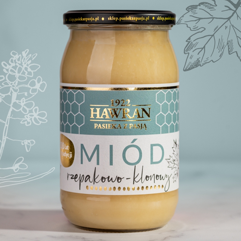 Miód rzepakowo - klonowy 1050g - Pasieka z Pasją Hawran