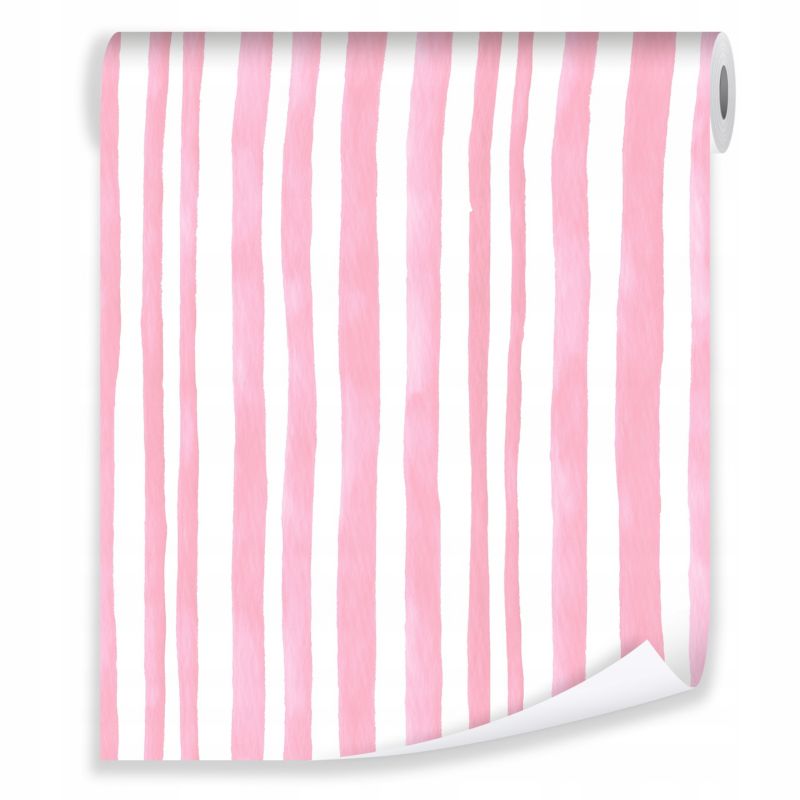 Tapeta WALLARENA Dla Dzieci Na Flizelinie Pasy Akwarela Linie Różowy 50x1000 cm T16067VE 1 szt.