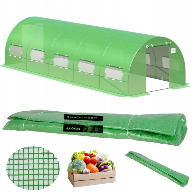 Folia Cultivo Poszycie Na Tunel Ogrodowy Szklarnia 3x8x2 Zielony Podwójne Drzwi Uv4 1 szt