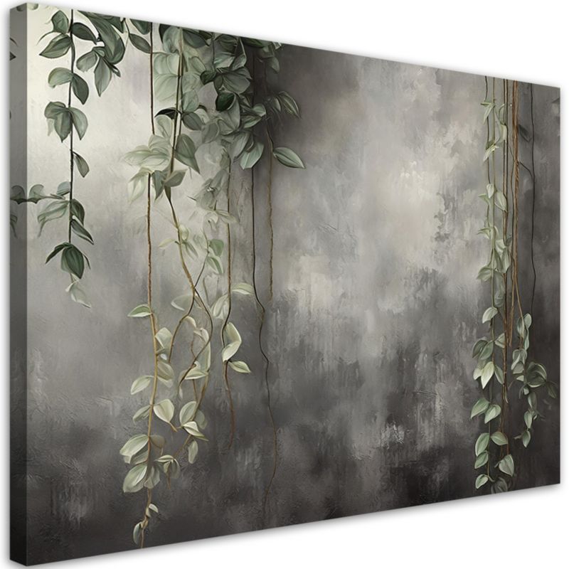 Obraz do salonu sypialni Feeby Liście na tle betonu 90x60 cm 1szt