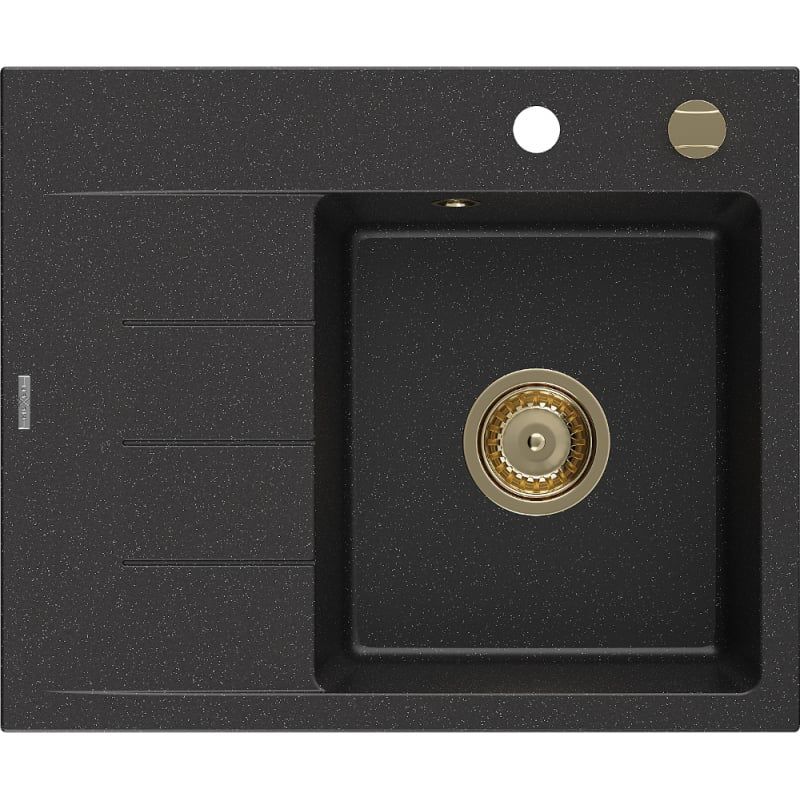 Zlewozmywak wpuszczany Mexen Ben 1-komorowy czarny/srebrny 600x500 mm 6523605000-73-G