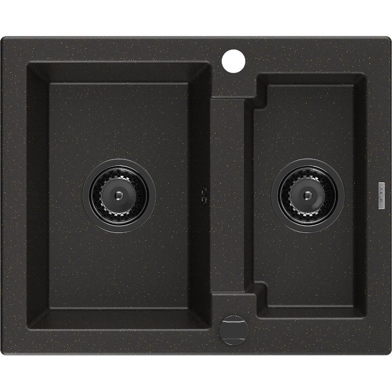 Zlewozmywak granitowy Mexen Carlos 1,5-komorowy z baterią kuchenną Aster szary - 6518-71-73450-70-B 1 szt.
