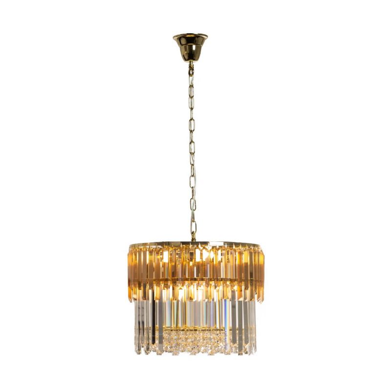 Żyrandol Zuma Line Camille 0568 złoto-bursztynowy-przezroczysty kryształowy 8xE14 x 40W 1 szt.