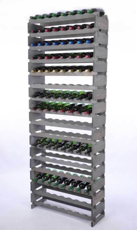 Stojak na wino MODO24 regał modułowy na butelki 16 leżni x 8 butelek montaż bez narzędzi impregnacja szara 1 szt.