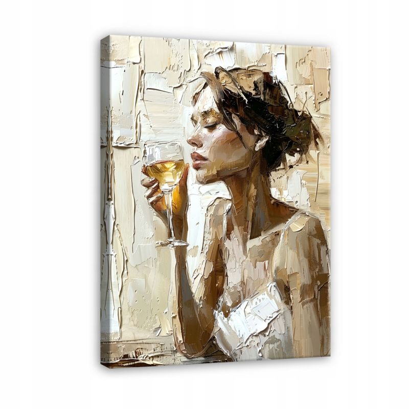 Obraz Na Płótnie WALLARENA 60x40 cm Do Salonu Sypialni Kuchni Kobieta Beżowy 1 szt.