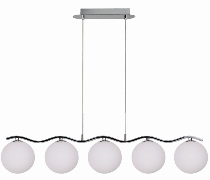 Lampa sufitowa wisząca Candellux Ramon chromowana-biała wym: 114 x 86 x 12 cm 5xG9 x 40W 1 szt.