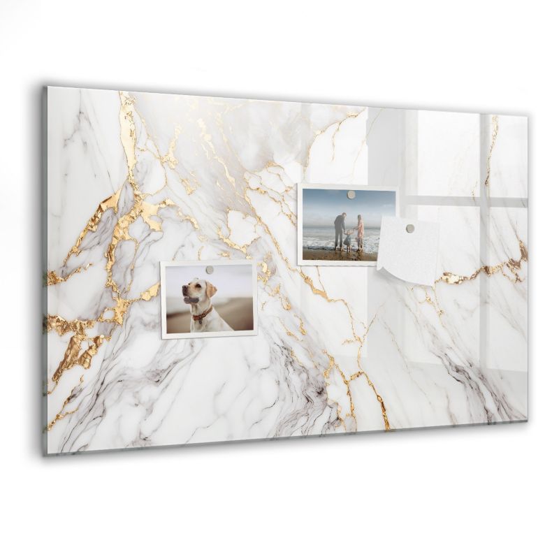 Szklana tablica magnetyczna Wallfluent 60x40 cm Marmur ozdobny Czarny marker 1 szt.