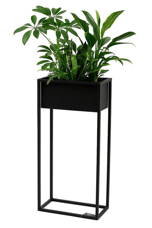 Kwietnik stojący JAKPOL Cubo Loft 80x40 cm metalowy czarny 1 szt.